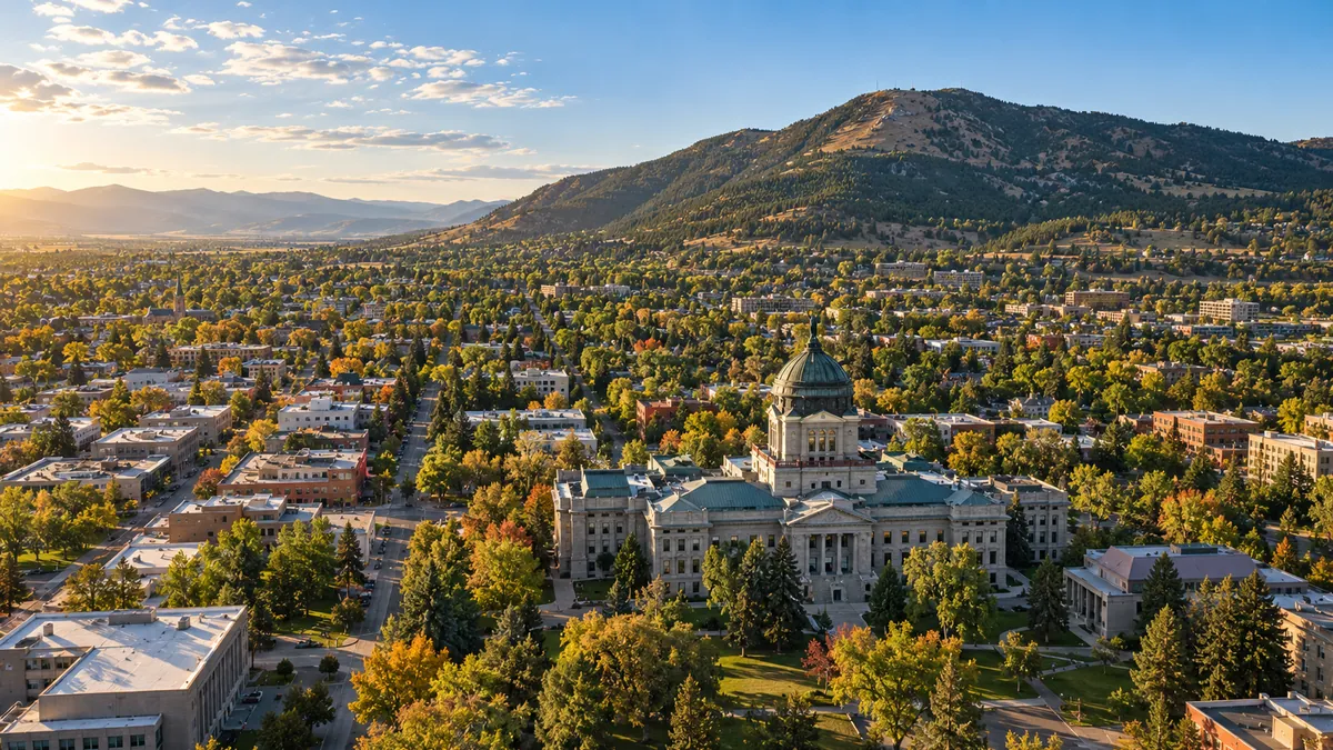 Aerial view of Helena, MT